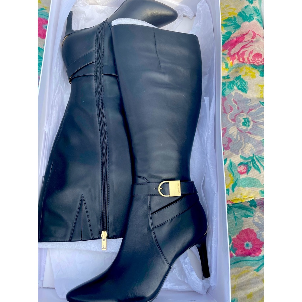 NWOT Calvin Klein Wide Calf Heeled Boots